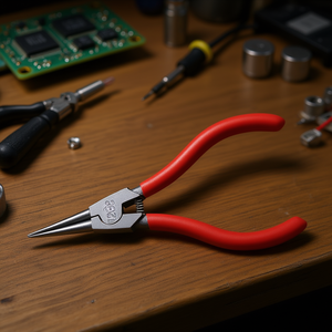 Alicates de punta fina 128 C con mangos rojos y punta de precisión para reparación de electrónica - Product Image 3