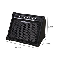 Amplificateur de batterie électronique 30W professionnel, haut-parleur en acier inoxydable, 3 entrées, égaliseur 3 bandes, moniteur de batterie électronique sans fil