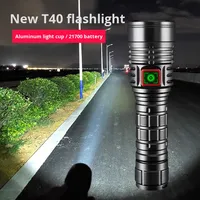 Lampe de poche LED à haute intensité G40 à 3 cœurs Batterie 21700 rechargeable par USB Projecteur longue portée Lampe de camping de taille paume IP65
