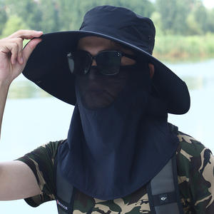 Chapeau de pêche d'été pour hommes, protection solaire, couvre-visage respirant, chapeau de randonnée en plein air, de cyclisme, gris clair, kaki, monochrome - Product Image 4