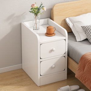 Ultra-Narrow Wooden Bedside Table 2 <strong>Drawers</strong> Small Size <strong>Mini</strong> Storage Cabinet Multifunctional Modern Bedroom Hotel Home Furniture - Product Image 1