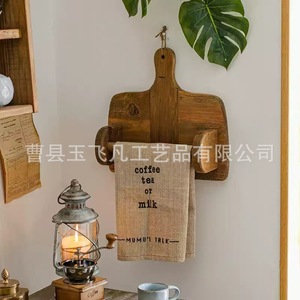 Solid Wood Wall Mounted Towel Rack With <b>Shelf</b> For Kitchen Bathroom Organizer Brown Multipurpose - Product Image 1
