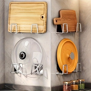 Support adhésif multi-usages en acier inoxydable pour couvercles de casseroles, planches à découper et <span class=keywords><strong>éponge</strong></span>s, à fixer sous l'armoire, pour évier de cuisine et organisateur de salle de bain - Product Image 1