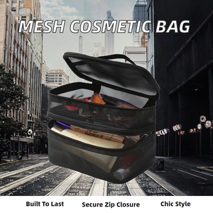 Bolsas de Cosméticos de Malla de Nailon Portátiles de Moda de Verano con Cremallera y Asa Suave - Product Image 2