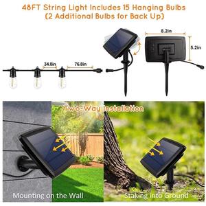 Solar Garden <b>Light</b> Outdoor Decor Festoon Led Bulb <b>String</b> <b>Light</b> Christmas Decoration E27 <b>String</b> <b>Lights</b> Warm White IP65 15M - Product Image 6