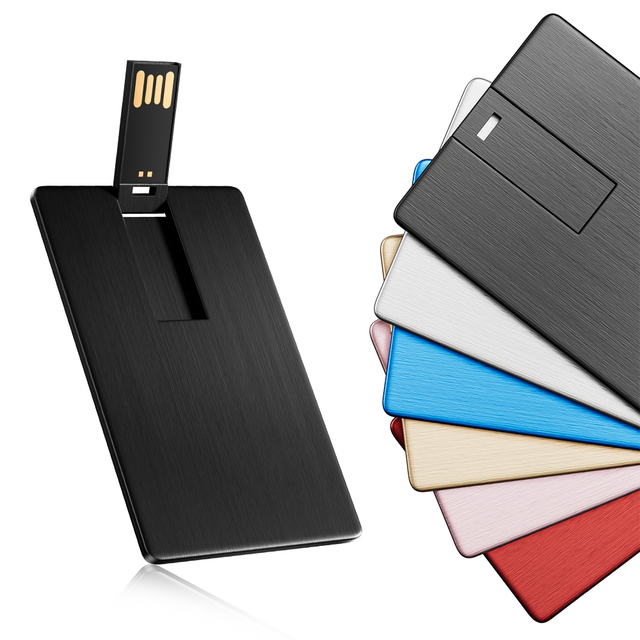 Hot Selling Metal Business Card Shaped USB 2.0 With Real Capacity USB Flash Drives 16GB 32GB Swivel Thumb Drive