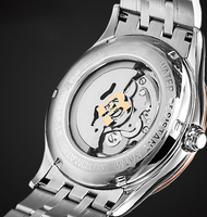 Montre mécanique automatique pour homme, entièrement en acier inoxydable, squelette, affichage 24 heures, luminescente, fabrication en série personnalisée