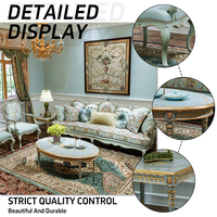 Massivholzrahmen Handgefertigtes Geschnitztes Edles Modulares Wohnzimmer Luxus-Sofa-Set Möbel Holz Klassisches Französisches Sofa-Möbelstück