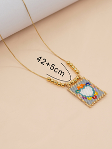 Collana Artivelle con Catena Dorata e Cuore, Ciondolo con Perline per Donne, Gioielli Boho Estivi Fatti a Mano, Collane con Perline Miyuki - Product Image 5