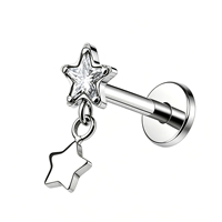 Bijoux de piercing en titane G23 ASTM F136, motifs fleur, étoile, nœud, cœur, avec embouts sans filetage, pour labret, hélix, tragus, bijoux de mode raffinés