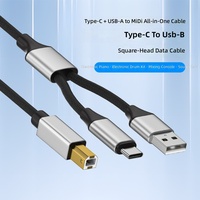 Kabel Audio USB C ke USB B untuk Pengontrol MIDI Keyboard Piano Elektronik Synthesizer Kartu Suara DAC Pengontrol Mixer DJ
