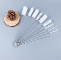 Ensemble de brosses à bouteilles en nylon de qualité alimentaire, 10 pièces, manche en acier inoxydable 304, kit de nettoyage complet pour usage familial