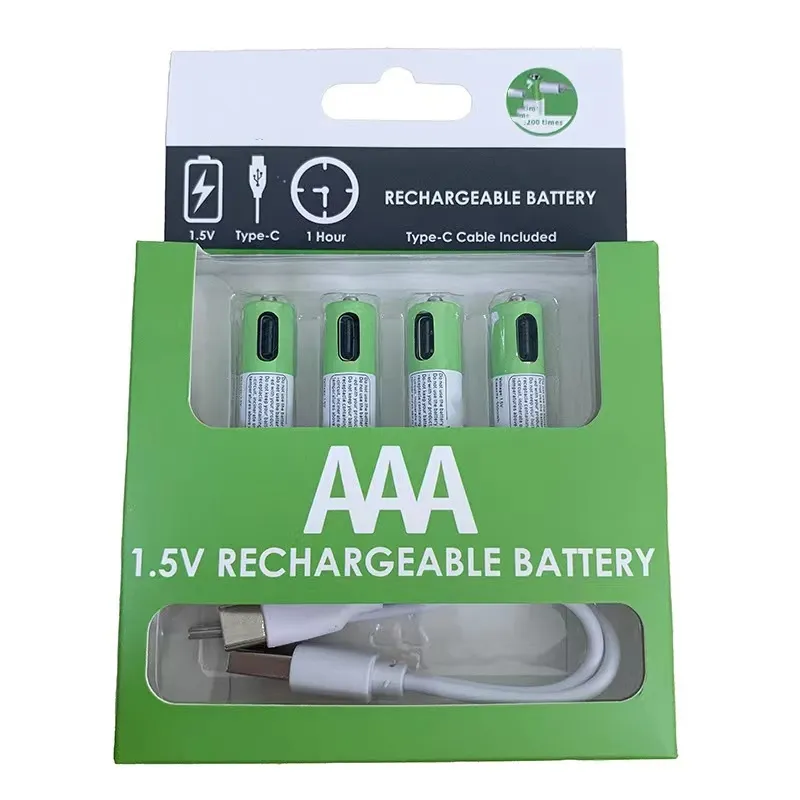 Hot selling 1.5V Lithium battery Type C USB Rechargeable 550mWh AAA Batteries USB Charging Li-ion Battery with Type-C Port