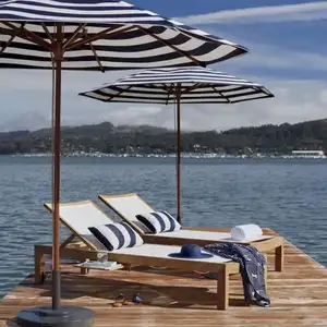 Daha tasarım ucuz özelleştirmek logosu ahşap kutup tuval su geçirmez veranda yüzme havuzu bahçe güneş püsküller ile açık alan plaj şemsiyesi