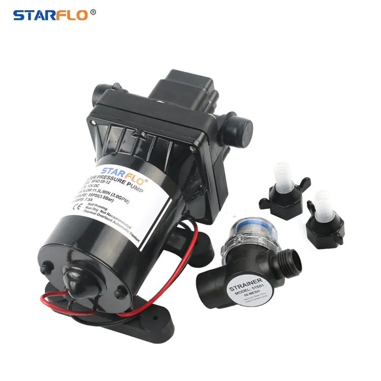Açık duş için STARFLO 3.0GPM küçük su pompası motoru 24v kapasitör mikro diyaframlı su pompası
