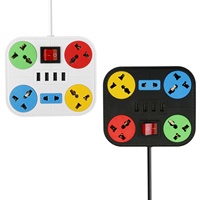 Harga pabrik soket daya ekstensi warna-warni Model baru Strip daya fleksibel 5 outlet dengan 4 port USB