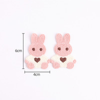 Autocollant en tissu brodé, patch lapin, dessin animé, applique en laine tricotée pour casquette, sac
