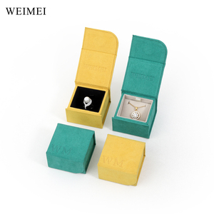 Boîte à bijoux en velours vert WEIMEI avec rabat magnétique, pour bagues, boucles d'oreilles, colliers, boîte de présentation de bijoux pliable en velours - Product Image 6