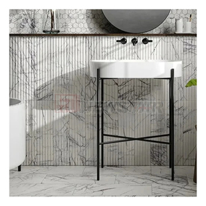 Newstar Trung Quốc đá đen Nero MARQUINA đá cẩm thạch đường cong vòng 3D Tường rãnh Bảng điều chỉnh đá cẩm thạch sáo Gạch <span class=keywords><strong>Mosaic</strong></span> cho tường trang trí - Product Image 4