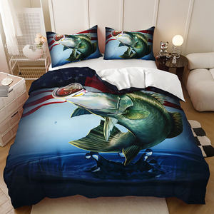 Parure <span class=keywords><strong>de</strong></span> <span class=keywords><strong>couette</strong></span> en microfibre personnalisable avec motif <span class=keywords><strong>de</strong></span> <span class=keywords><strong>poisson</strong></span> sous-marin moderne imprimé en 3D, pour usage domestique, vente en gros - Product Image 1