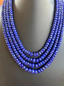 Lapis-lazuli de qualité supérieure, facettes rondes, 7-10 mm, brin de 16 pouces - Product Image 3