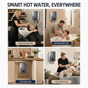 Chauffe-eau instantané intelligent sans réservoir, numérique LED, en acier inoxydable, 110V/220V, <span class=keywords><strong>petit</strong></span> modèle pour salle de bain - Product Image 4