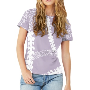 Dropshipping ropa señoras cuello redondo Camiseta Puakenikeni líneas arte diseño patrón estampado bajo demanda verano Mujer Top - Product Image 1