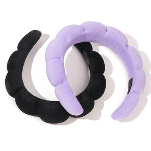 عصابة رأس إسفنجية بلون موحد للنساء والفتيات بأسلوب أوروبي-أمريكي للاستخدام اليومي في الحمام والمكياج والسبا والعناية بالوجه - Product Image 2