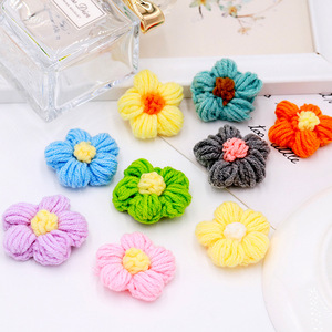 Handmade Puff Flower Crochet <b>Hook</b> Flower Brooch Earrings Hair <b>Clip</b> Bag Jewelry Accessories Materials Yarn Craft Supplies - Product Image 1