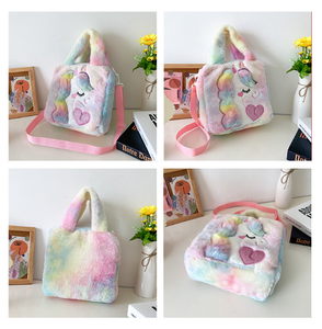 Hoge Kwaliteit Schattig Meisje Handtas Kettingen Decoratie Cartoon Borduurwerk Pluche Eenhoorn Messenger Tas Rits Schouder Bril Tas - Product Image 3