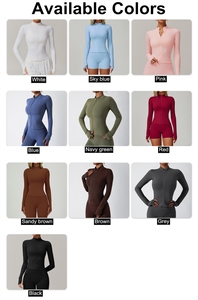 Wholesale Yoga Jacket <strong>Tight</strong> Stand-Up Zipper Long Sleeves <strong>Women</strong> Quick-Drying Yoga Clothes Soft Outdoor Fitness Sports Tops SQ6116 - Product Image 4