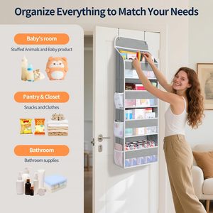 <b>Over</b> <b>The</b> <b>Door</b> Organizer 10 Pockets Grey Hanging Storage For Bathroom Toy Storage <b>Hook</b> Type Rectangle Non Woven Fabric - Product Image 4