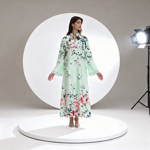 Elegante Vestido Abaya de Poliéster con Pedrería Termoadhesiva Personalizada para Mujeres Musulmanas, Venta al Por Mayor de Lujo - Product Image 1