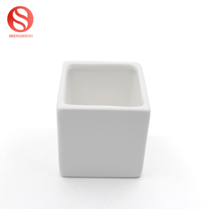 Usine en gros pas cher petit cube mini carré <span class=keywords><strong>blanc</strong></span> en céramique succulentes planteur pot de fleur - Product Image 2