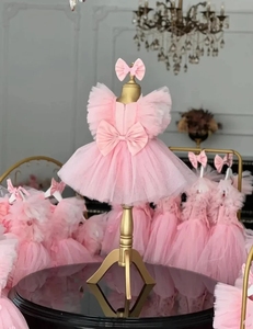 Abiti <span class=keywords><strong>da</strong></span> <span class=keywords><strong>Damigella</strong></span> Personalizzati con Applicazioni Floreali per Matrimoni, Lunghezza al Ginocchio con Fiocco in Tulle - Product Image 4