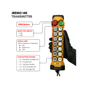 Suplemento de etiqueta privada Receptor de transmisor industrial Listo para exportar Color amarillo Receptor de transmisor de tipo práctico JREMO 14K