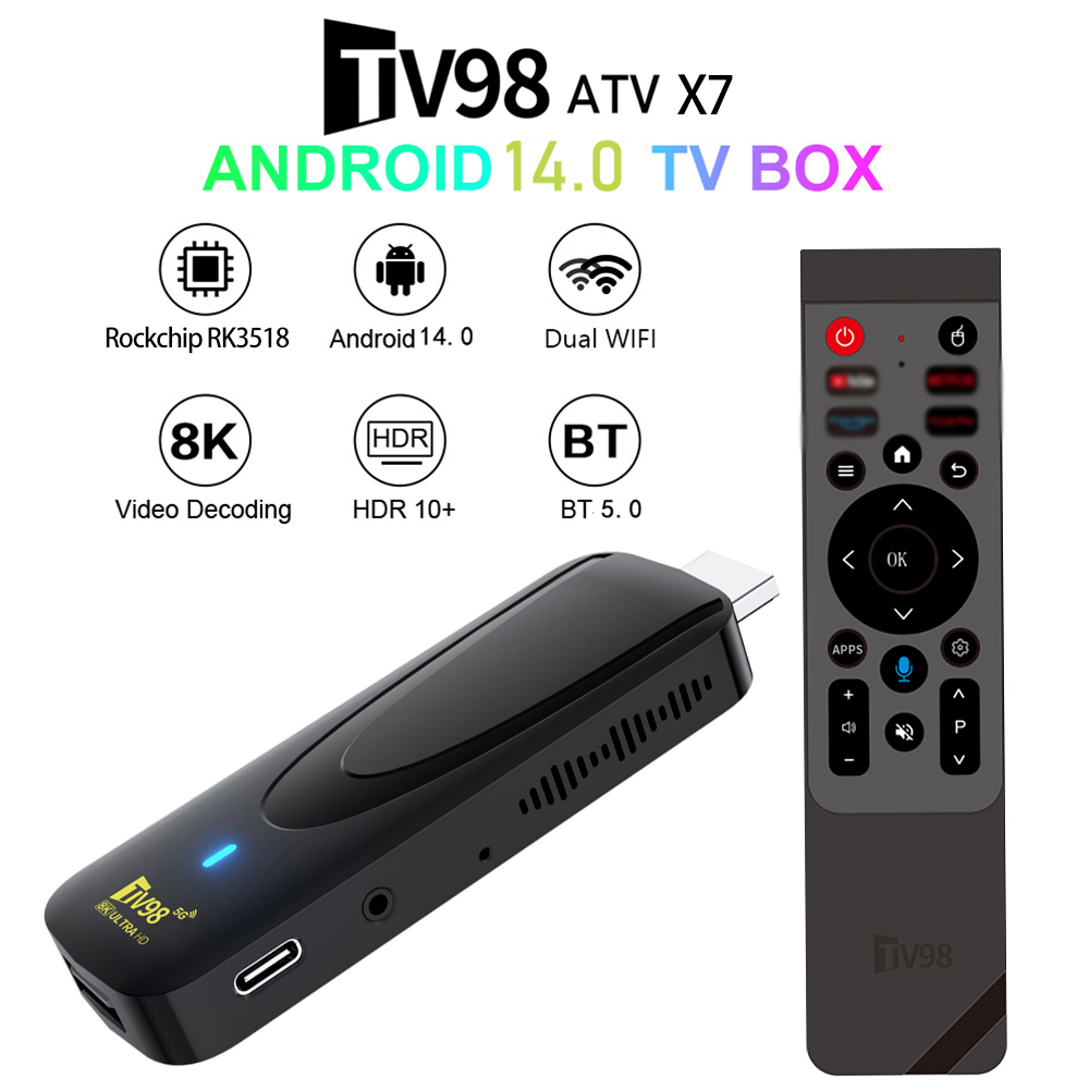 TV98 ATV X7 Android TV Box RK3518 Quad Core 2GB+16GB 8K Dual Band
