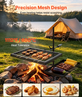 Grille de camping pivotante robuste, grille et plaque de cuisson portables à double couche, en acier robuste pour barbecue