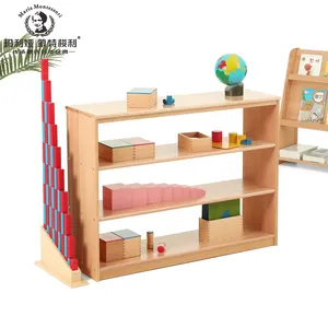 Montessori Wooden Toy Storage Furniture Kids Toy Cabinet Montessori Furniture Four-Tier Wooden Shelf With Back Compartment