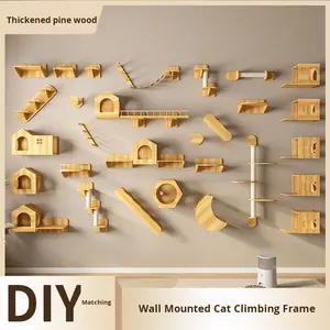 Plateforme d'escalade murale en bois massif <span class=keywords><strong>pour</strong></span> <span class=keywords><strong>chat</strong></span>, design minimaliste, idéale <span class=keywords><strong>pour</strong></span> les appartements, personnalisable, à monter soi-même - Product Image 3
