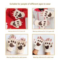 Mode femmes fille belle hiver mignon mitaine doux demi doigt gants chaud patte griffe en peluche gants sans doigts