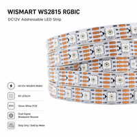 Bande LED adressable WISMART DC12V WS2815 RGBIC 60 LED/m 10mm PCB blanc avec fonction de reprise de signal double et pixels flexibles