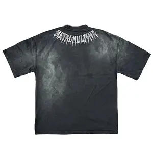 Camiseta de banho para homens, camiseta estampada preta de grandes dimensões, roupa de finch personalizada, camiseta com desenhos desbotados e lavada vintage