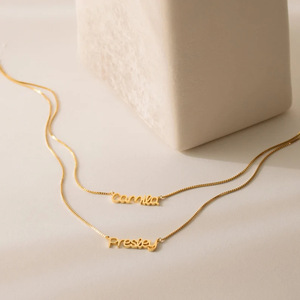 Collana Personalizzata con <span class=keywords><strong>Nome</strong></span> <span class=keywords><strong>per</strong></span> Donne e Ragazze, Delicata Catena a Doppia Fila, Choker, Regalo di Compleanno, Gioiello con Lettere Fatto a Mano - Product Image 1