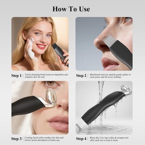 2026年新作 ダブルヘッドメタルフェイシャルローラー スキンスクラバーツール 黒ずみ除去&アイスローラー 洗顔ブラシ フェイスマッサージャー - Product Image 5