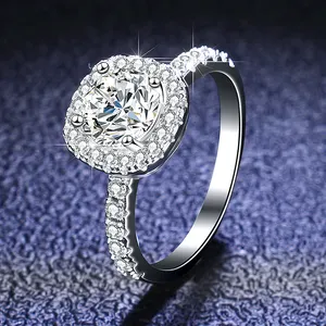 1 2 3 quilates nuevo modelo 925 anillo de moissanita de plata esterlina joyería de lujo anillo de compromiso para mujeres de boda