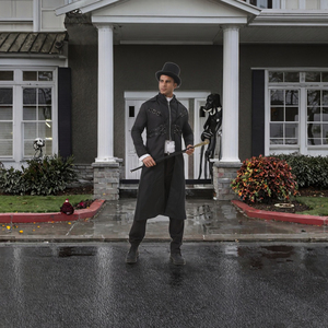 Unisex Plus Size Halloween Kerstmis Middeleeuws Steampunk Gotisch <span class=keywords><strong>TV</strong></span> Film Smoking Trenchcoat Turn-Down Kraag Capuchon Rokken - Product Image 3