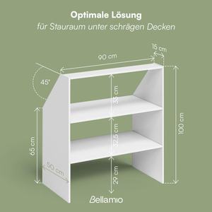<span class=keywords><strong>Armoire</strong></span> de rangement Bellamio Aland moderne en pierre à <span class=keywords><strong>toit</strong></span> incliné, blanche, 3 compartiments, angle de 45 degrés, gain de place, chambre à coucher, 100x90x50cm - Product Image 3