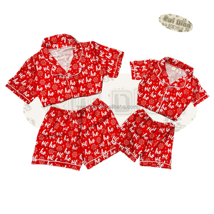 Conjunto de Pijamas Familiares Ruidian OEM, <span class=keywords><strong>Pijama</strong></span> de Manga Corta para Mamá, Niña y Adulta, 100% Seda, Casual, con Botones y Solapa, Ropa de Dormir Navideña - Product Image 3