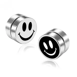 1Pc Punk Magnetische Rvs Barbell Stud Oorbellen Voor Mannen Meisjes Mode Hip Hop Zwarte Street Party Gift Sieraden